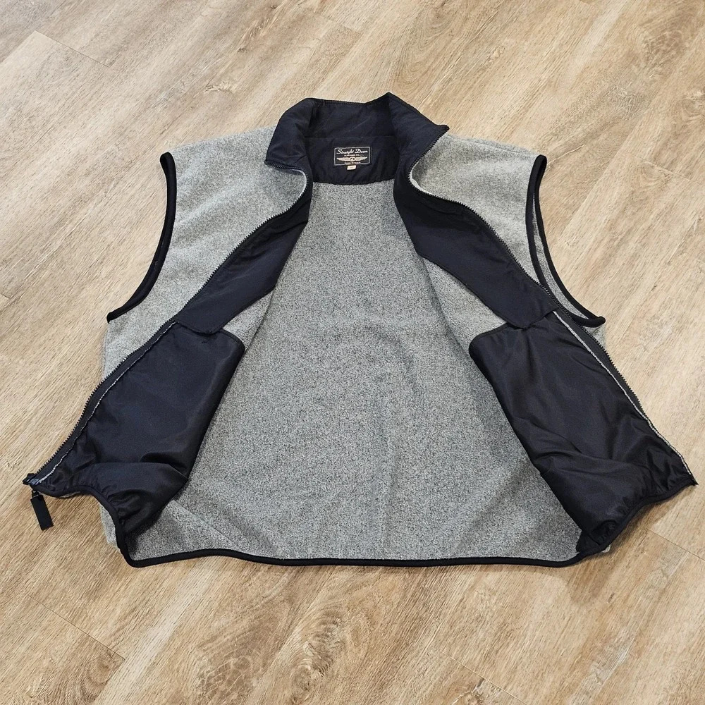 Straight Down Clothing Co Golf Vest Mens XL Gray Full Zip Polartec‎ Fleece USA